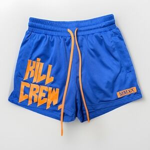 Kill Crew Activewear Gym Shorts Logo Muay Thai Orange Blue Sz Small